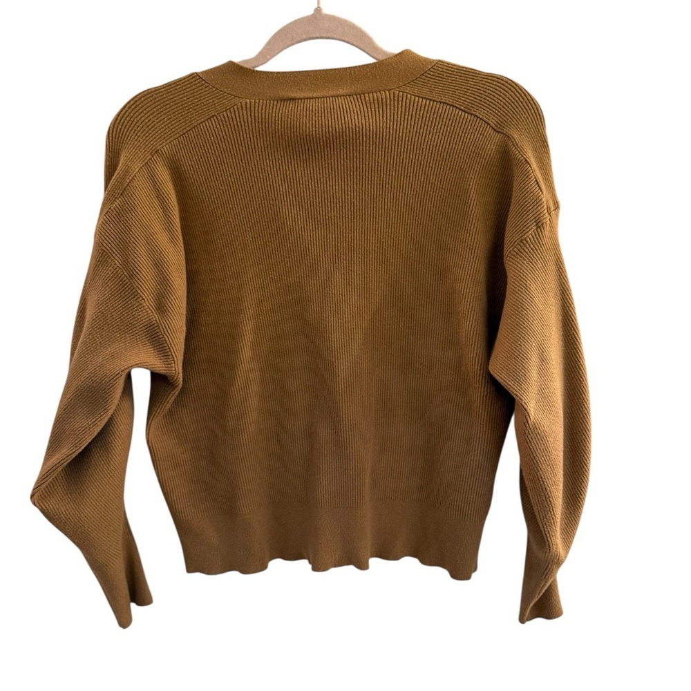 Zara Soft Mustard Knit Ribbed Button Down Cardigan Size M - Picture 2 of 5